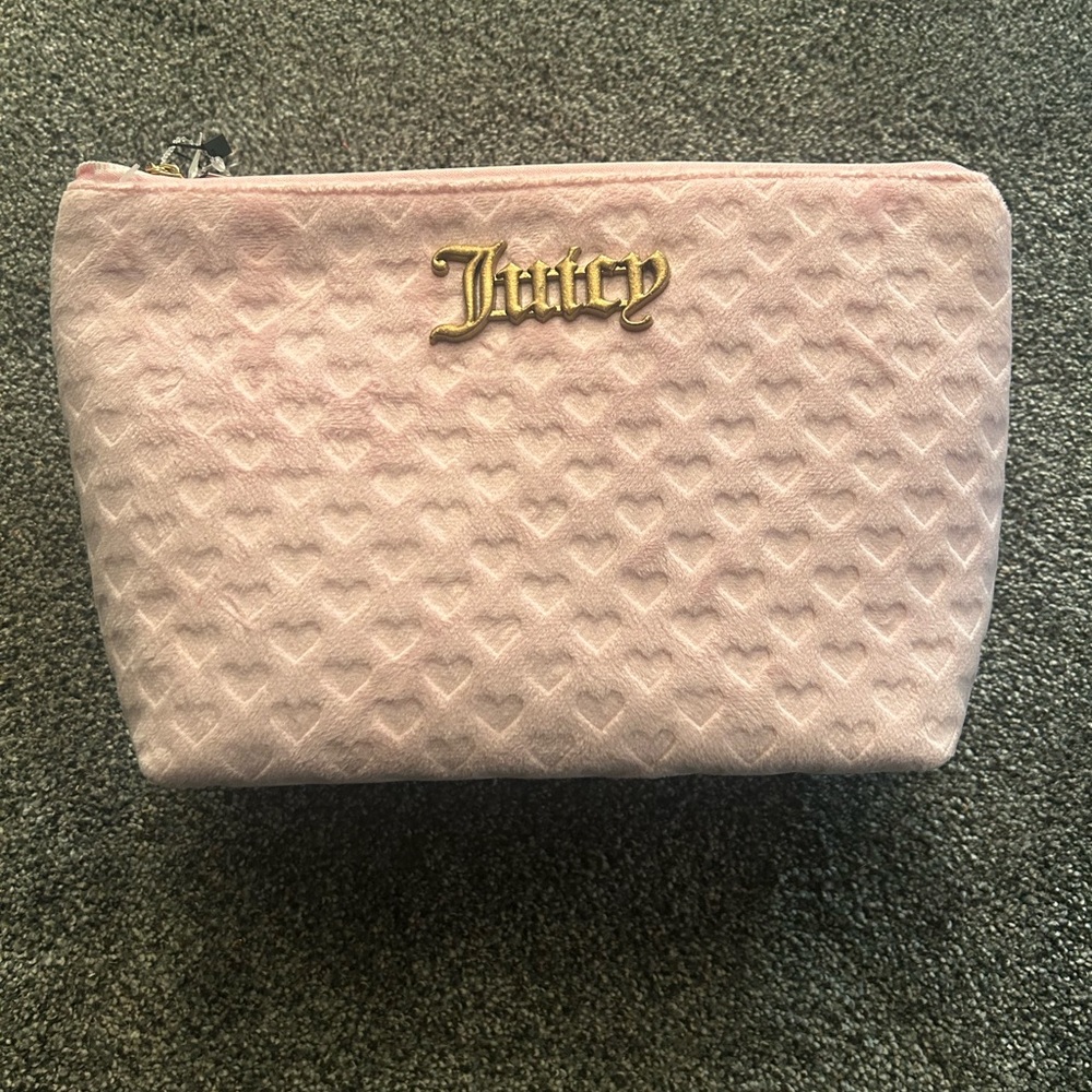 Juicy Couture Light Pink Heart-Pattern Cosmetic Bag